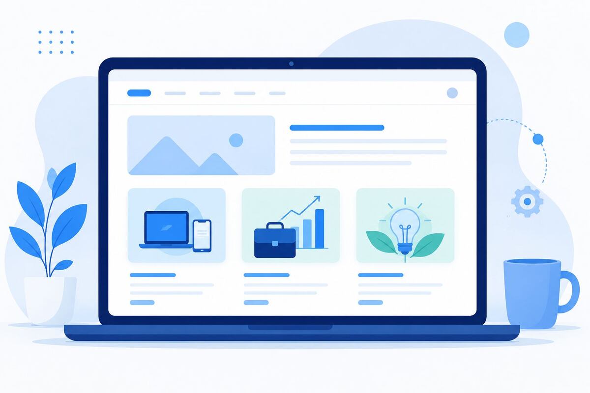 Latest Feedbuzzard Com platform illustration showing technology, business, and lifestyle content sections