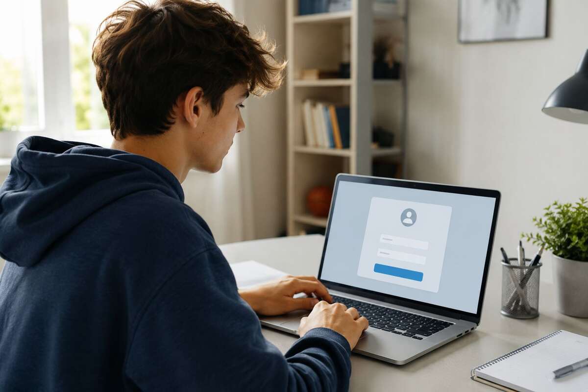 Student logging into CISD SSO ClassLink portal on a laptop