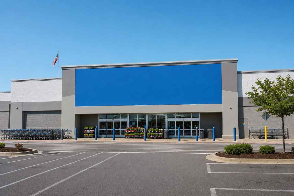 Walmart near me – generic supercenter storefront with parking lot
