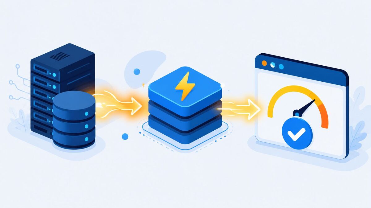 Diagram showing how a warmup cache request speeds up website performance