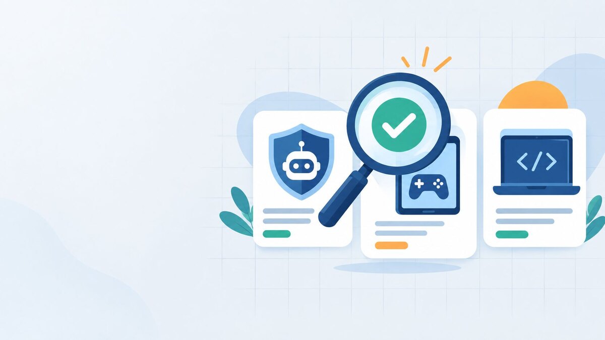 Magnifying glass checking Beaconsoft latest tech info across three different tech company icons