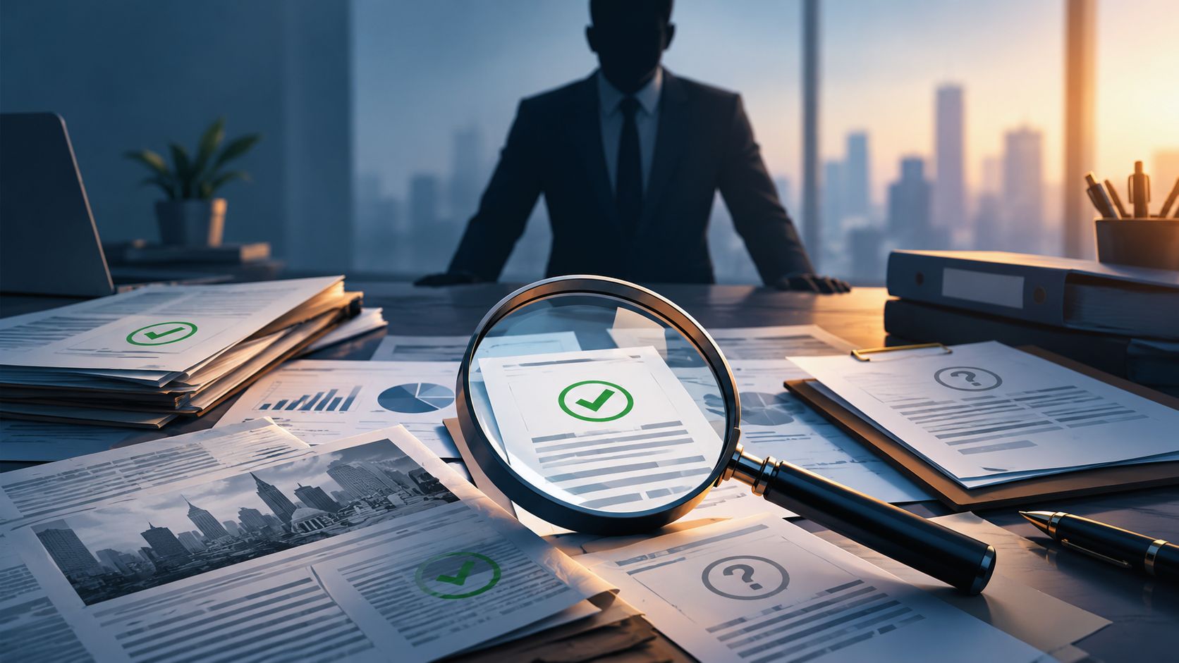 Magnifying glass over records marked confirmed and unverified in a Paul DeRobbio fact-check guide